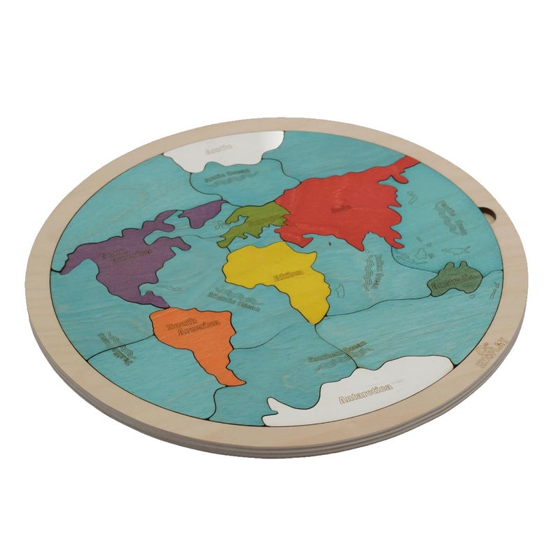 EKOPLAY 7 Continents & 5 Oceans of The Earth Wooden Jigsaw Puzzle for Kids | 21 Puzzle Pieces | Learning & Educational Toy Gift for Boys & Girls Ages 3 Years and Above - Image 2